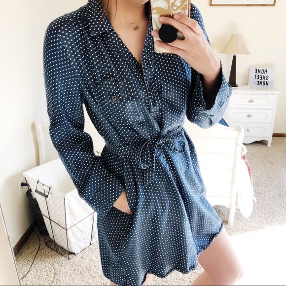 41 Hawthorn Dresses & Skirts - 41 Hawthorn | Chambray Polka Dot Belted Dress